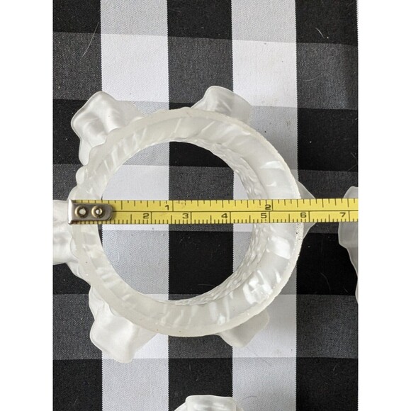 Four White Frosted Mottled Glass Ruffled Scalloped Tulip Lamp Shade 2 1/4". - Picture 7 of 9